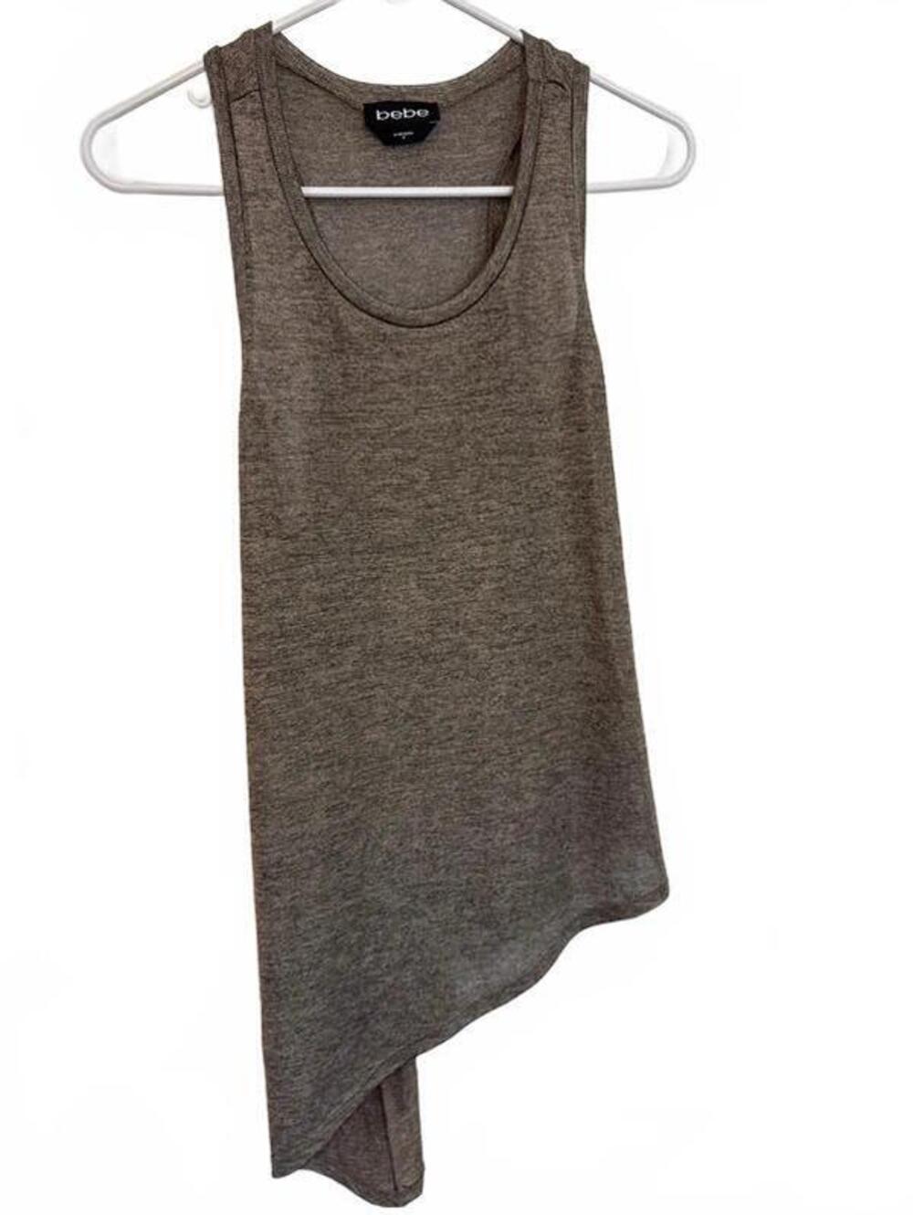 Bebe Vintage Y2K Unique Asymmetrical Hem Tank Top Medium Metallic Brown Black